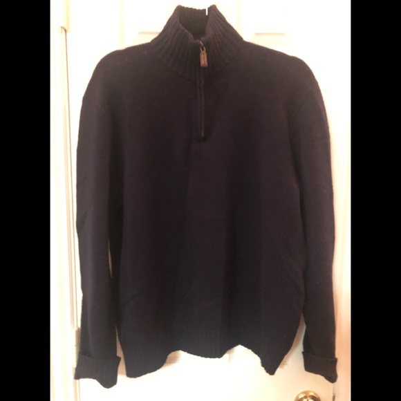 Polo by Ralph Lauren Navy Lambswool Sweater Size L Great preowned condition